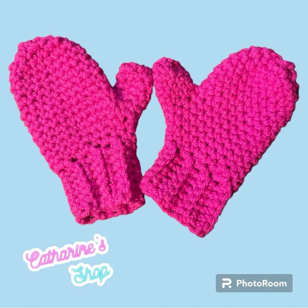 Crochet Pink Toddler Mittens